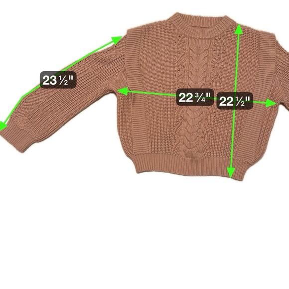 Böhme Chunky Cable Knit Sweater Boho Ruffle Shoulder 100% Cotton Tan Medium - Picture 7 of 7